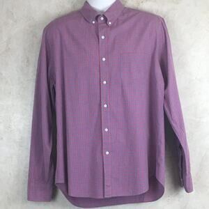 J. Crew Men's Long Sleeve Blue and Pink Checkered Button-up Shirt Size L